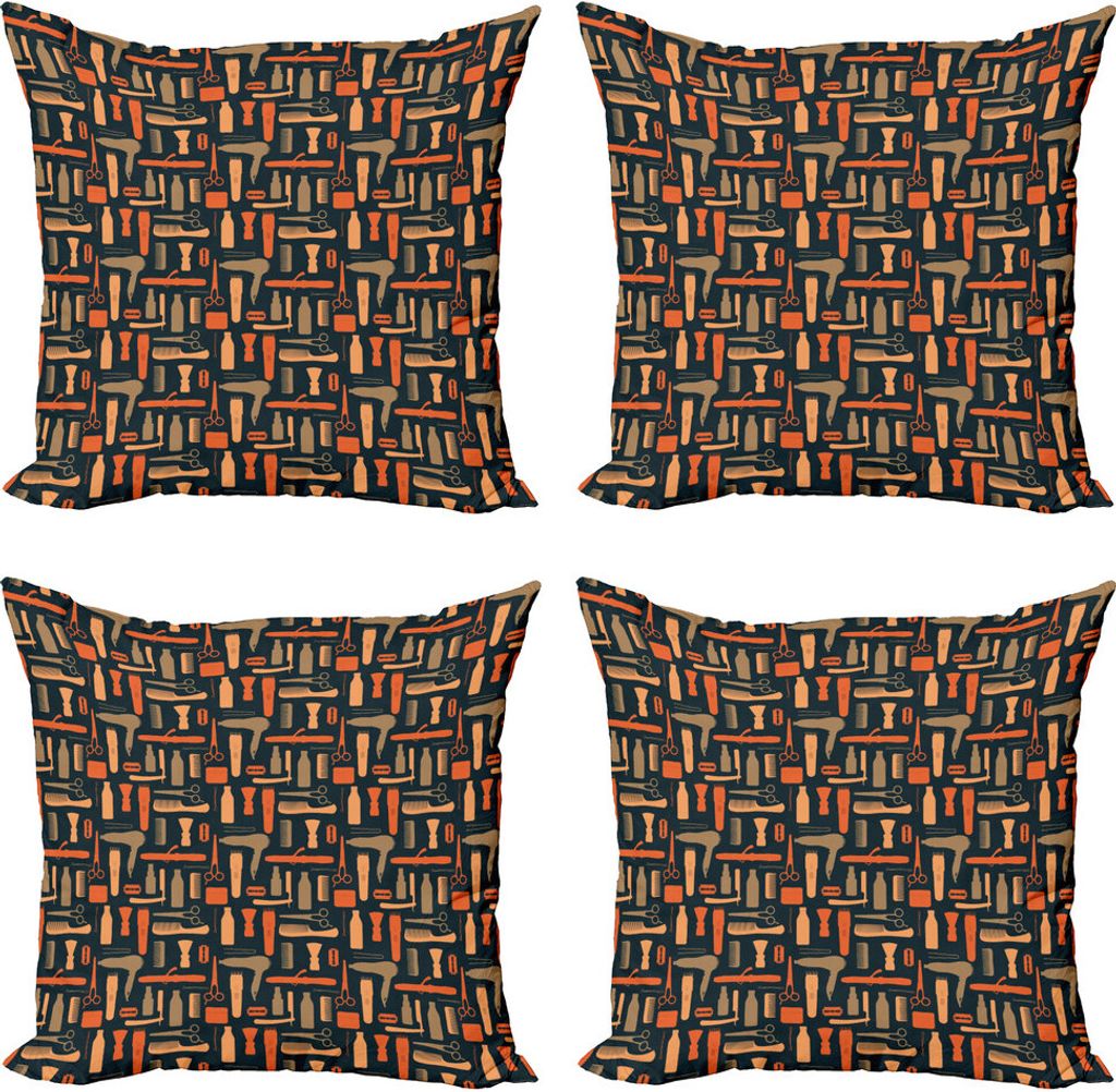ABAKUHAUS Herren Kissenbezug Set (4 Stück), Friseurbedarf, Moderner Doppelseitiger Digitaldruck, 40 cm x 40 cm, Mehrfarbig