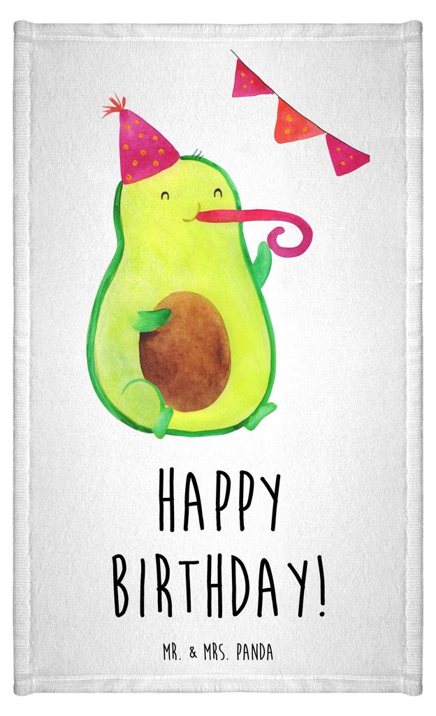 Mr. & Mrs. Panda Handtuch Avocado Geburtstag - Weiß - Geschenk, gästehandtuch klein, Kleines, Mini-Handtuch, Alles Gute, Frucht, Party, Happy Bir...
