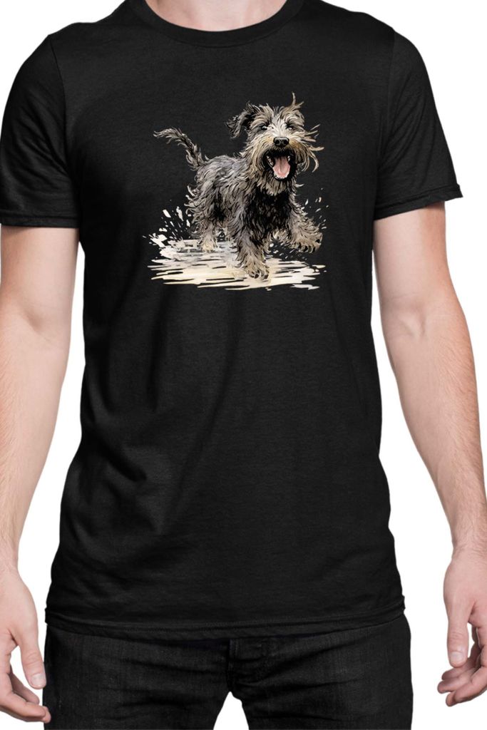 Herren T-Shirt Funny Dogs Breeds Terrier Dog Breed, Man L / Schwarz