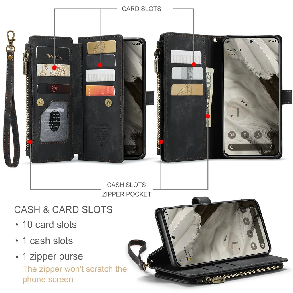 Custodia Google Pixel 8 Portafoglio in Pelle PU - Protezione Totale - 2