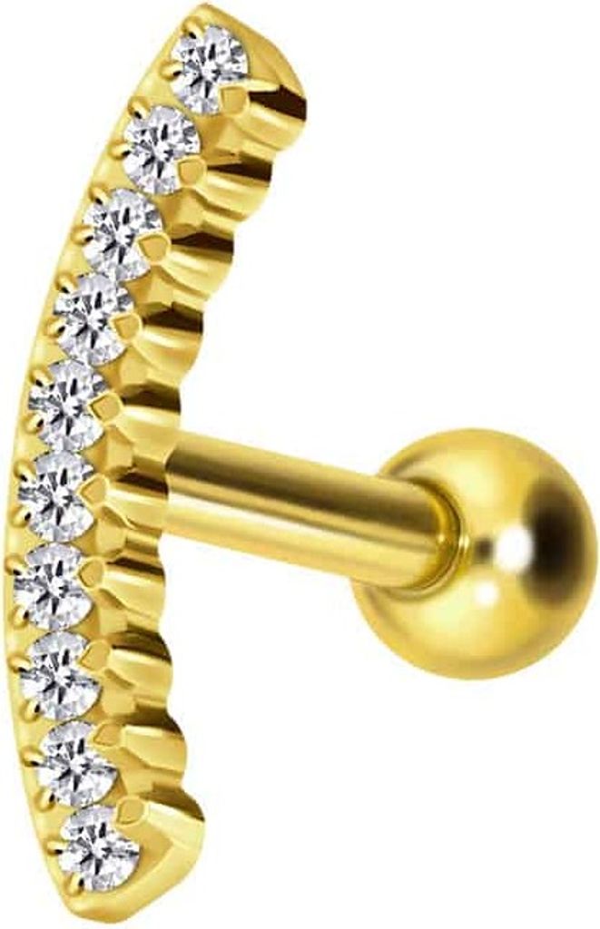 Ohrpiercing Titan Ohrpiercing mit Innengewinde KRISTALLBOGEN Gold Stablänge: 6mm