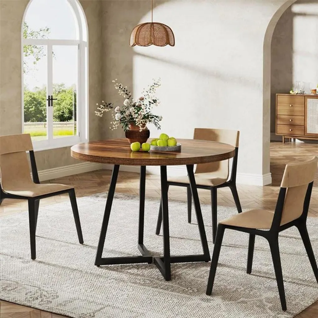 Table bistrot 84x84 cm robuste plateau marron et structure en acier - 3