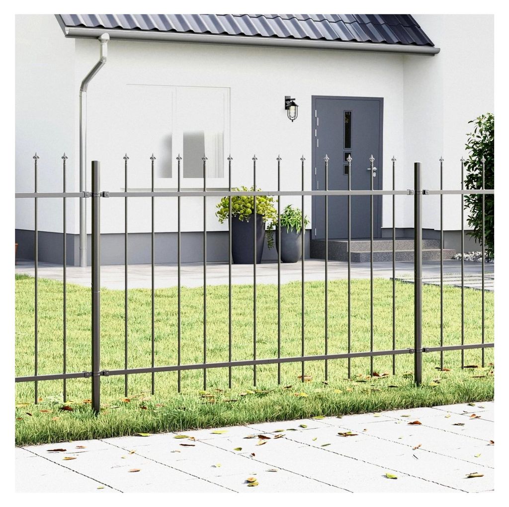 Gartenzaunpaneel Rechteckig Grau Pulverbeschichtet 170x3,4x150cm