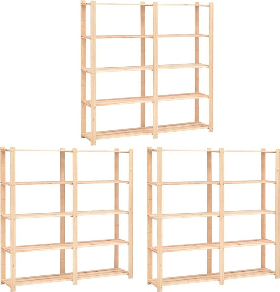 "2026 Promotion" Lagerregale 5 Böden 3 Stk. - Hohe Qualität - 170x38x170cm Massivholz Kiefer 500kg - Lager- & Regalsysteme CC3213