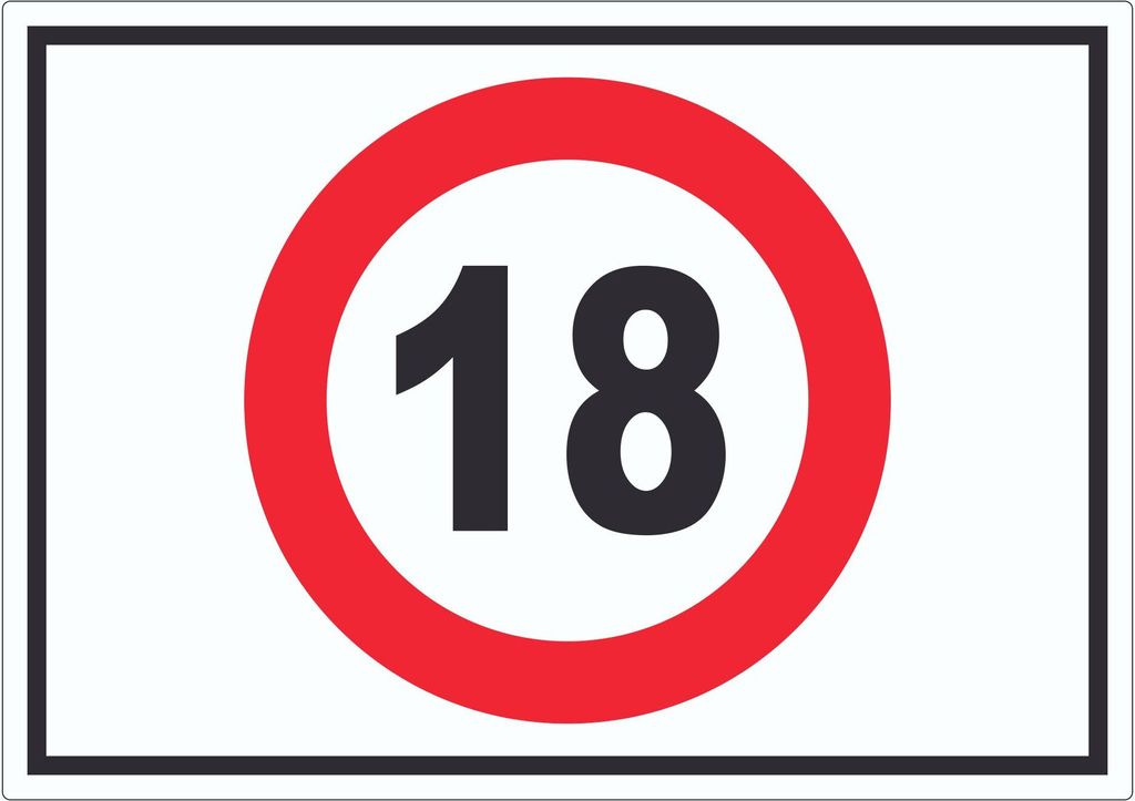 Zutritt ab 18 Jahre Symbol Aufkleber A7 (74x105mm)