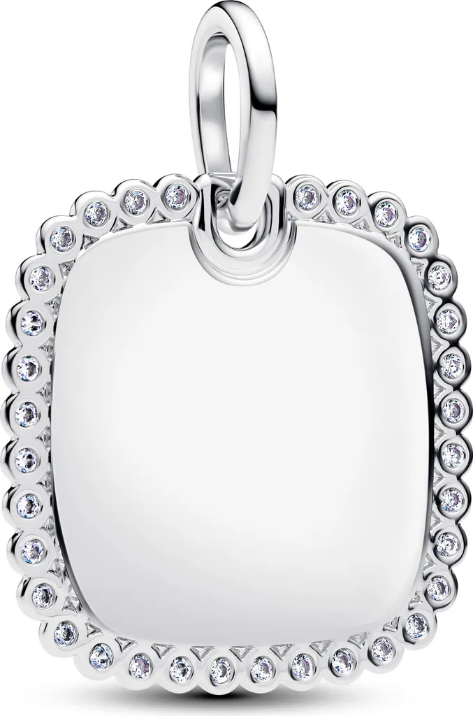 Pendentif Carré Gravure Zircon 394009C01 Pandora en Argent Véritable
