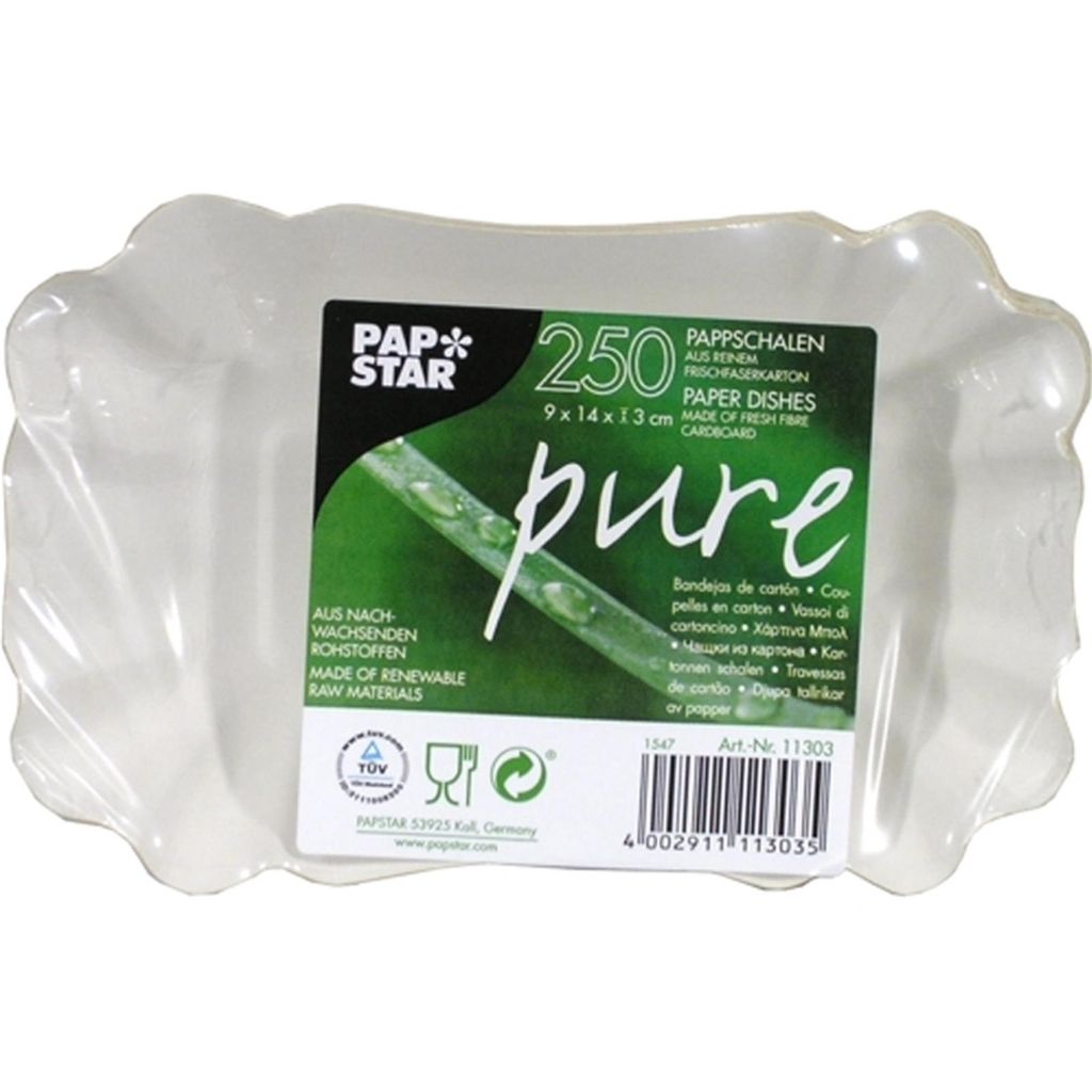 Papstar Schalen "pure", eckig, 250 Stück, 9x14x3 cm, Produktbild 