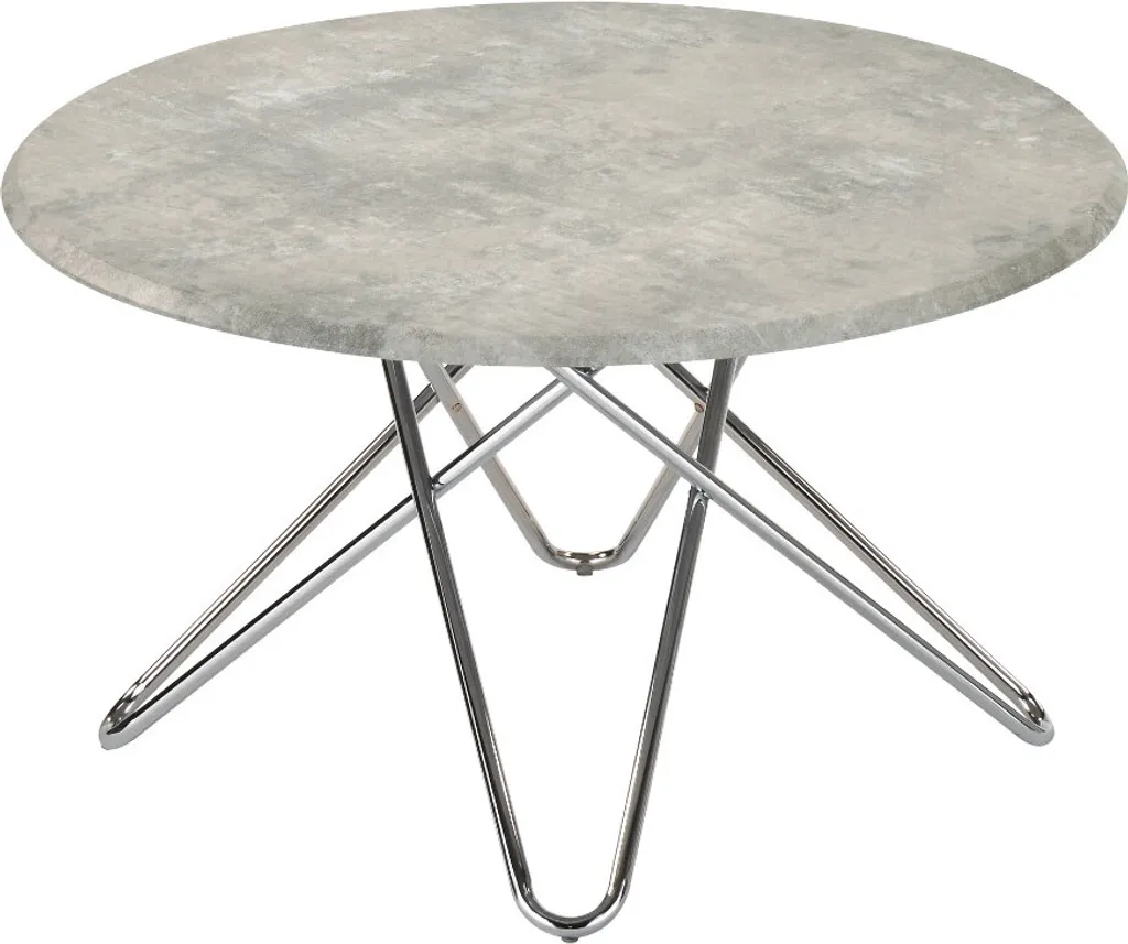 Tavolino CasaDolce ZERINA, 80x80x45 cm, grigio, struttura in MDF, piano rotondo, gambe in metallo cromate