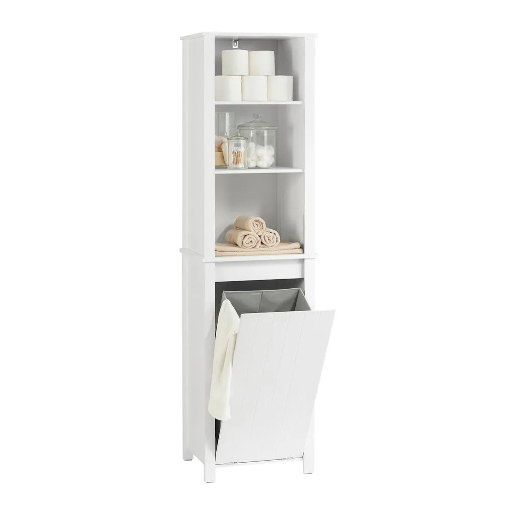 Mobile Colonna Bagno Stretto SoBuy BZR102-W con Cesto Biancheria