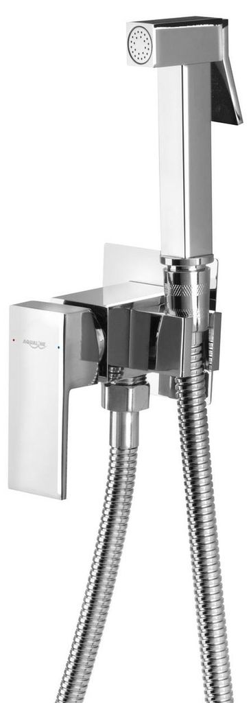 Aqualine Unterputz-Armatur mit Handbrause, Schlauch 1,2m, eckig, Chrom
