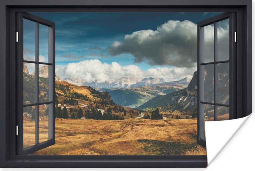 MuchoWow Poster Aussicht - Weg - Berg 180x120 cm - Fotoplakat