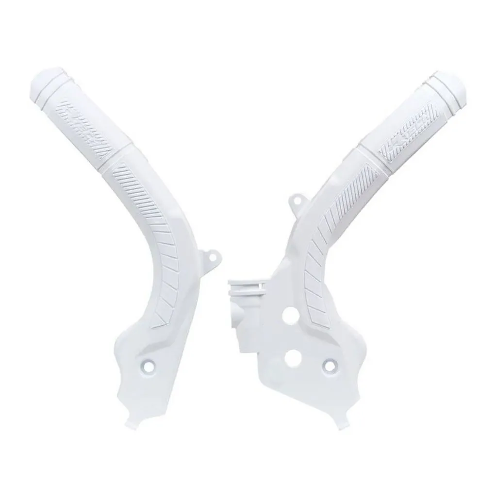 Protection de cadre bi-matière RACETECH Blanc pour Moto Cross Enduro