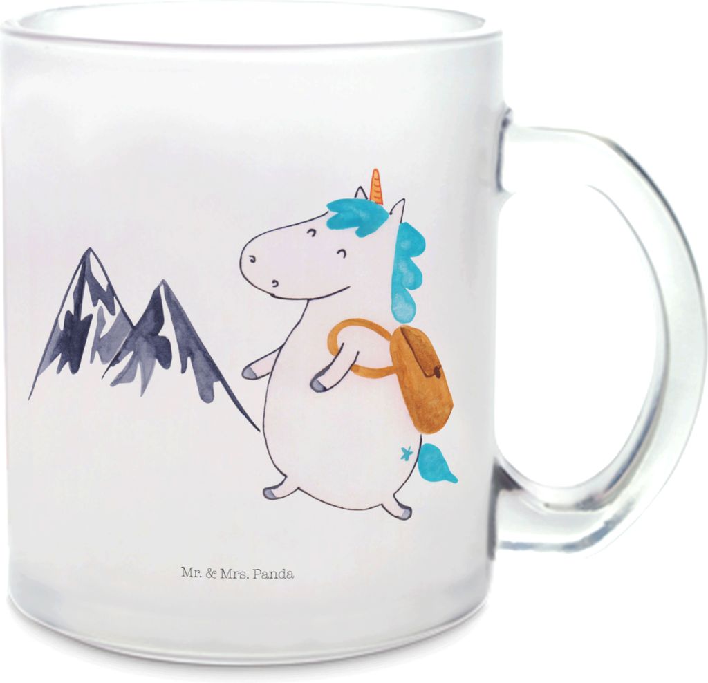 Mr. & Mrs. Panda Teetasse Einhorn Bergsteiger - Transparent - Geschenk, Berge, Unicorn, Häferl, Teeglas, Tee Tasse, getränkebecher, Einhörner, g...