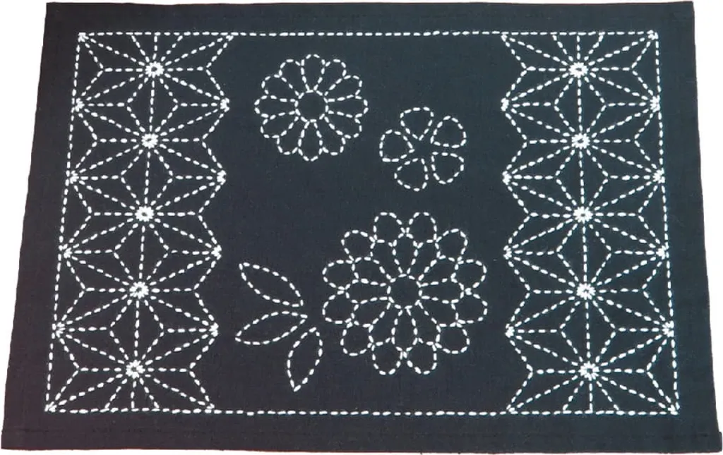Kit Ricamo Sashiko Giapponese Olympus 24x34cm Tessuto Stampato