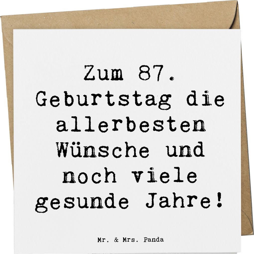 Mr. & Mrs. Panda Grußkarte Spruch 87. Geburtstag - Weiß - Geschenk, Glückwunschkarte, 87 Jahre jung, besondere Geburtstagsfeier, Happy Birthday,...