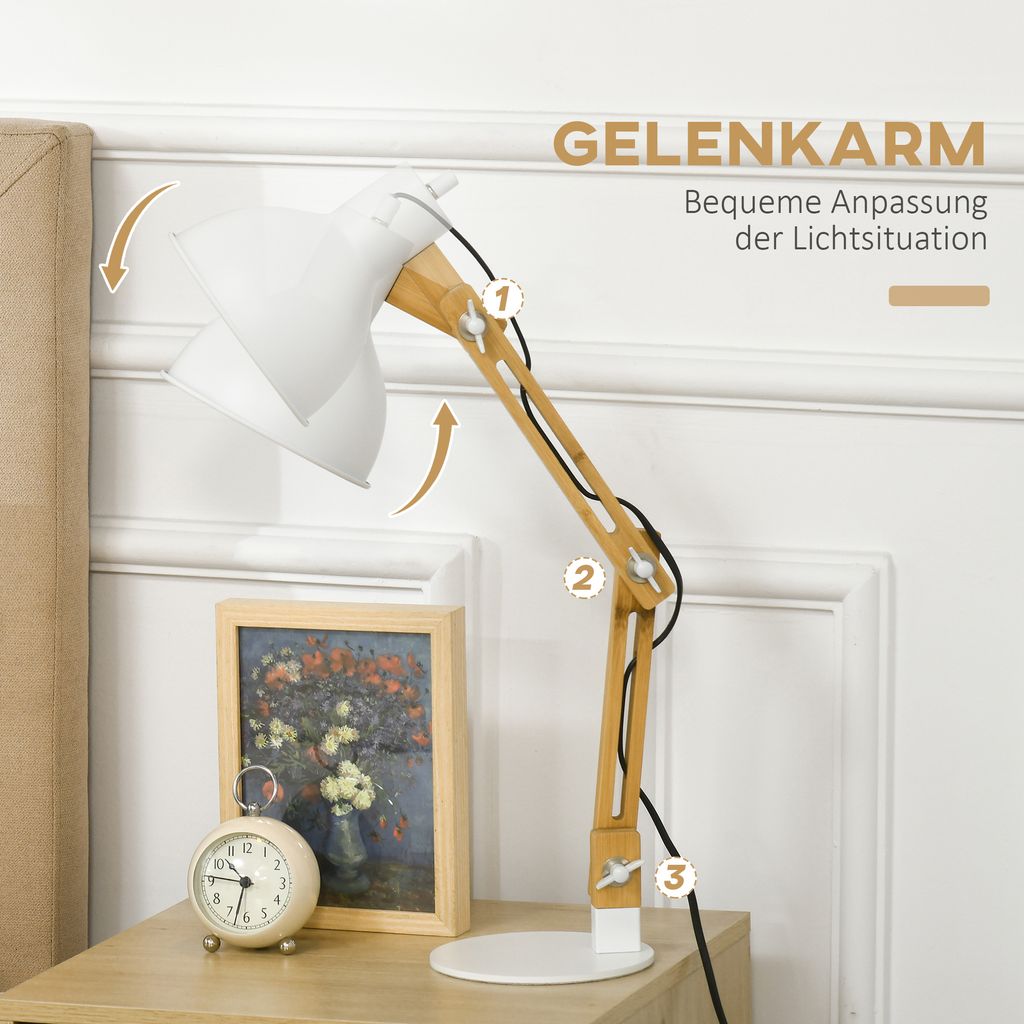 HOMCOM Lampa biurkowa 40W do czytania, regulowana lampa Zdjęcie produktu 5