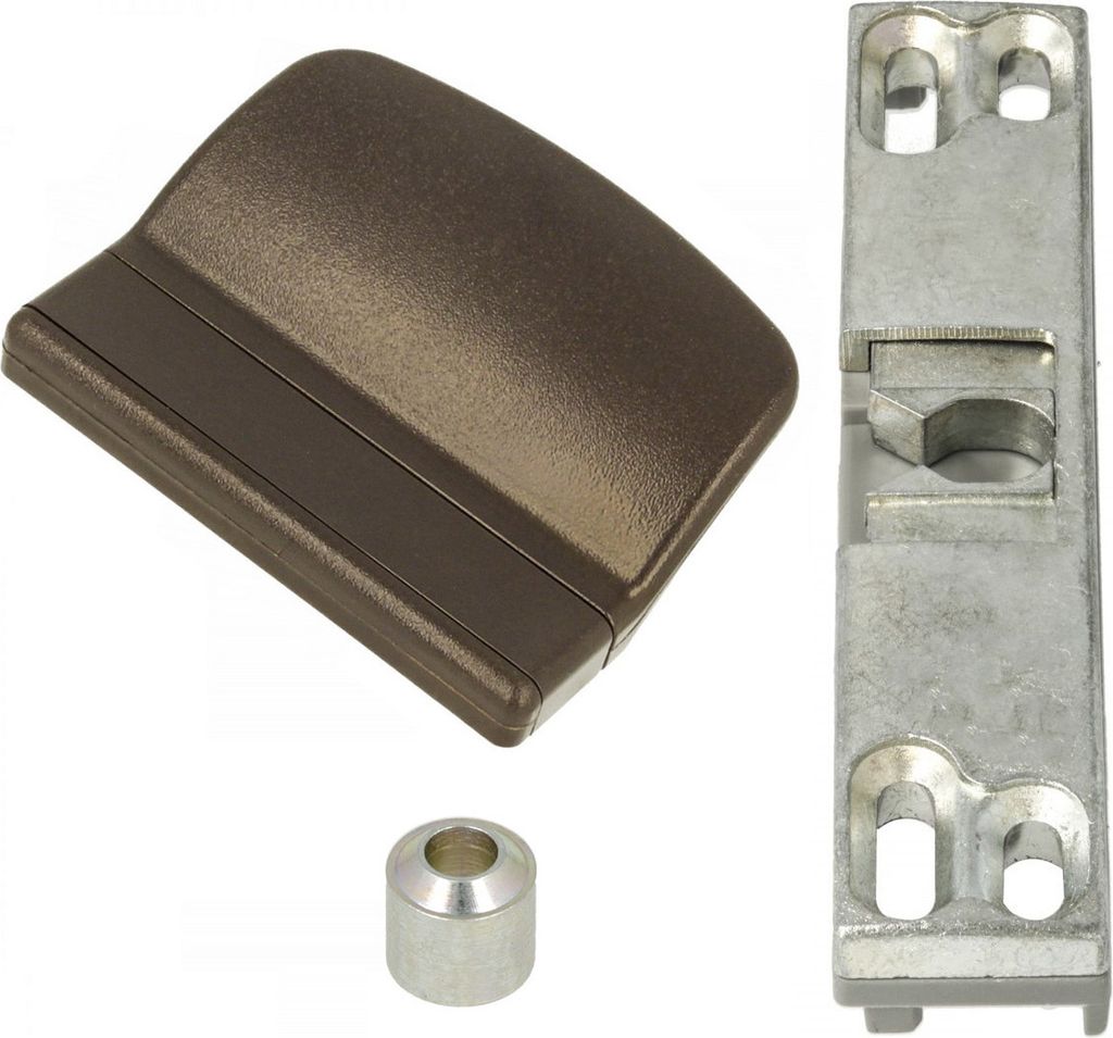 3er Set Kunststoff Balkontürgriff Braun + Schnäpper + Ringhülse für Schüco / Rehau Fenster