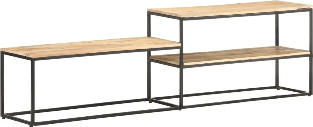 Meuble TV en Bois de Manguier Brut 180 cm - Design Artisanal Unique