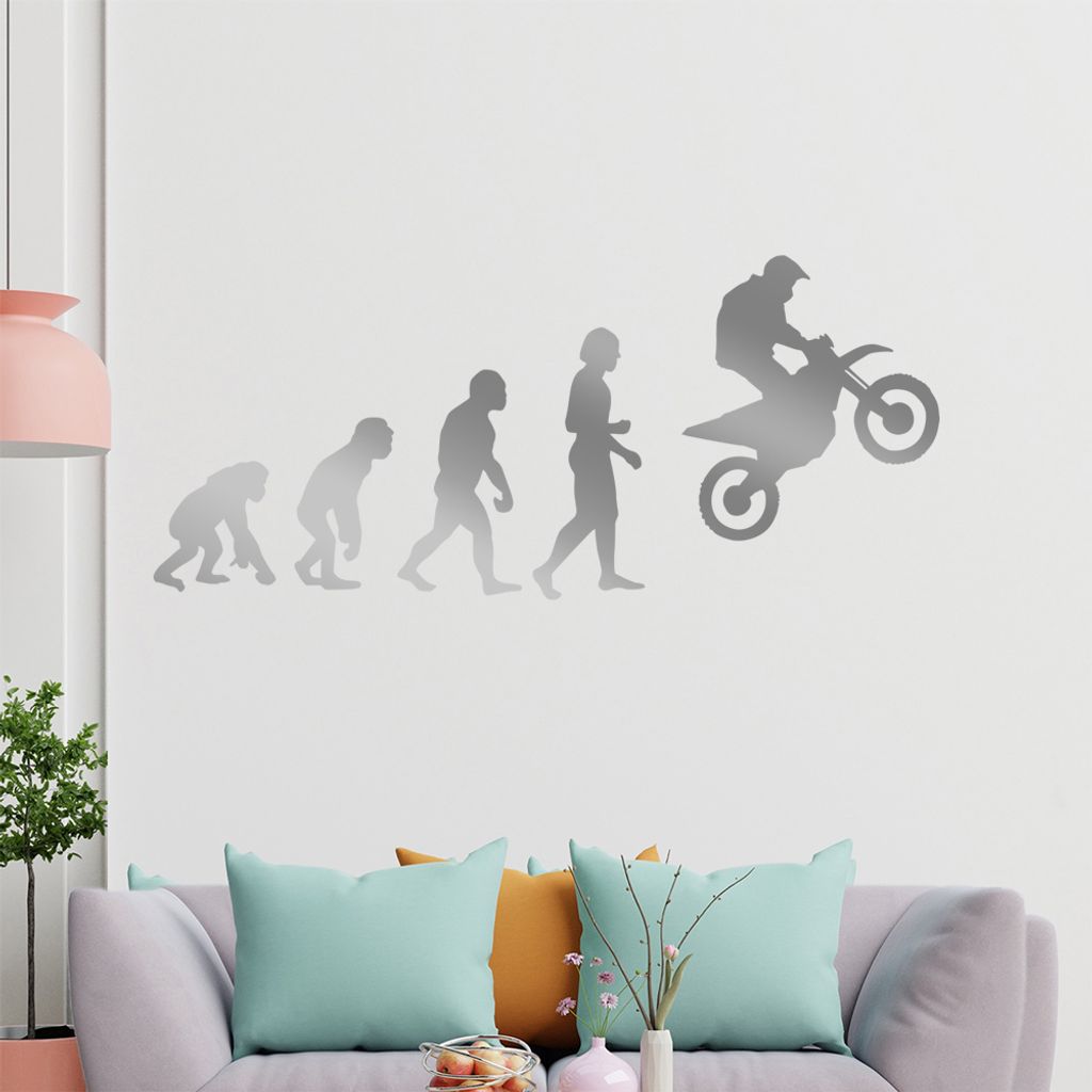 KIWISTAR Evolution Motocross Charles Darwin Wandtattoo in 6 Größen - Wandaufkleber Wall Sticker - Dekoration, Küche, Wohnzimmer, Schlafzimmer, B...