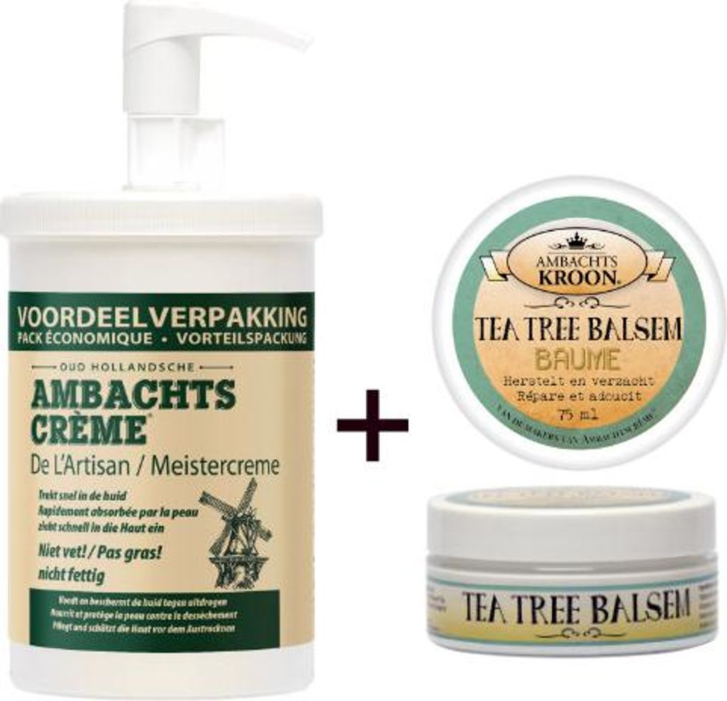 1x Meistercreme 1000ml + 1x Teebaum-Balsam gegen Akne und Hautausschläge