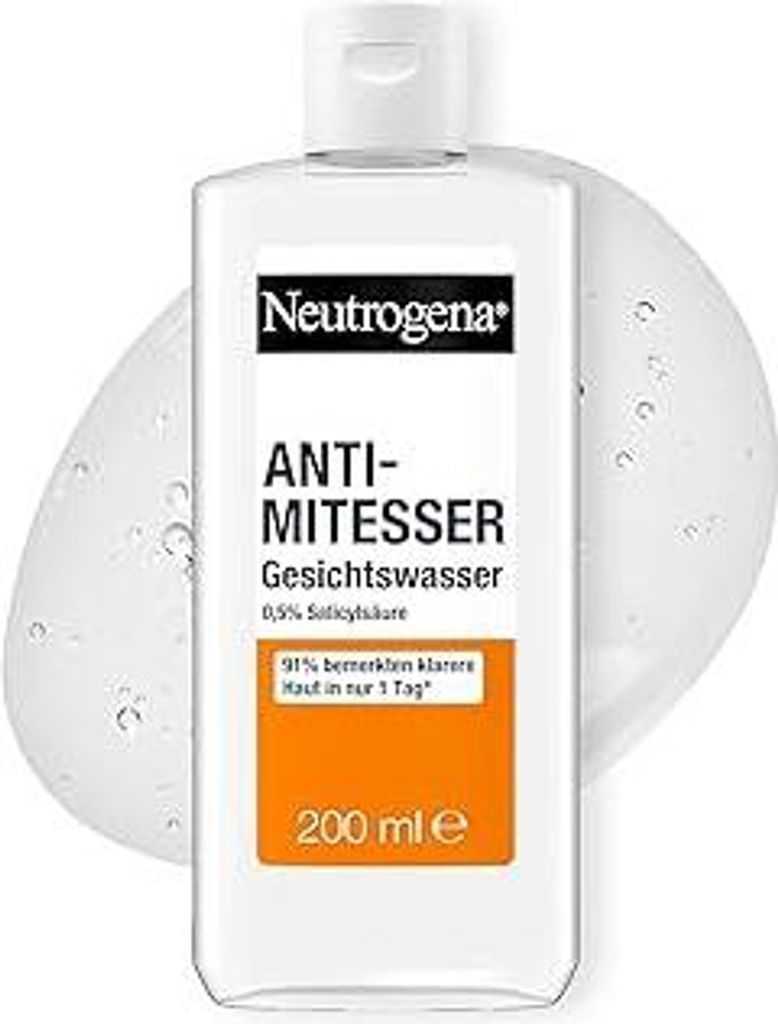 Neutrogena Anti-Mitesser Gesichtswasser 200 ml, sanfte Gesichtsreinigung mit 0,5Prozent Salicylsäure,milde Gesichtspflege, reduziert wissenschaftl...