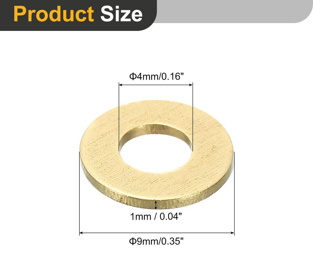 80 Stš¹ck Unterlegscheiben Set, M4 x 9mm x 1mm Messing Ring Beilagscheiben Sortiment, Flach Sicherungsscheiben Dichtungsring Metallscheiben fš¹...