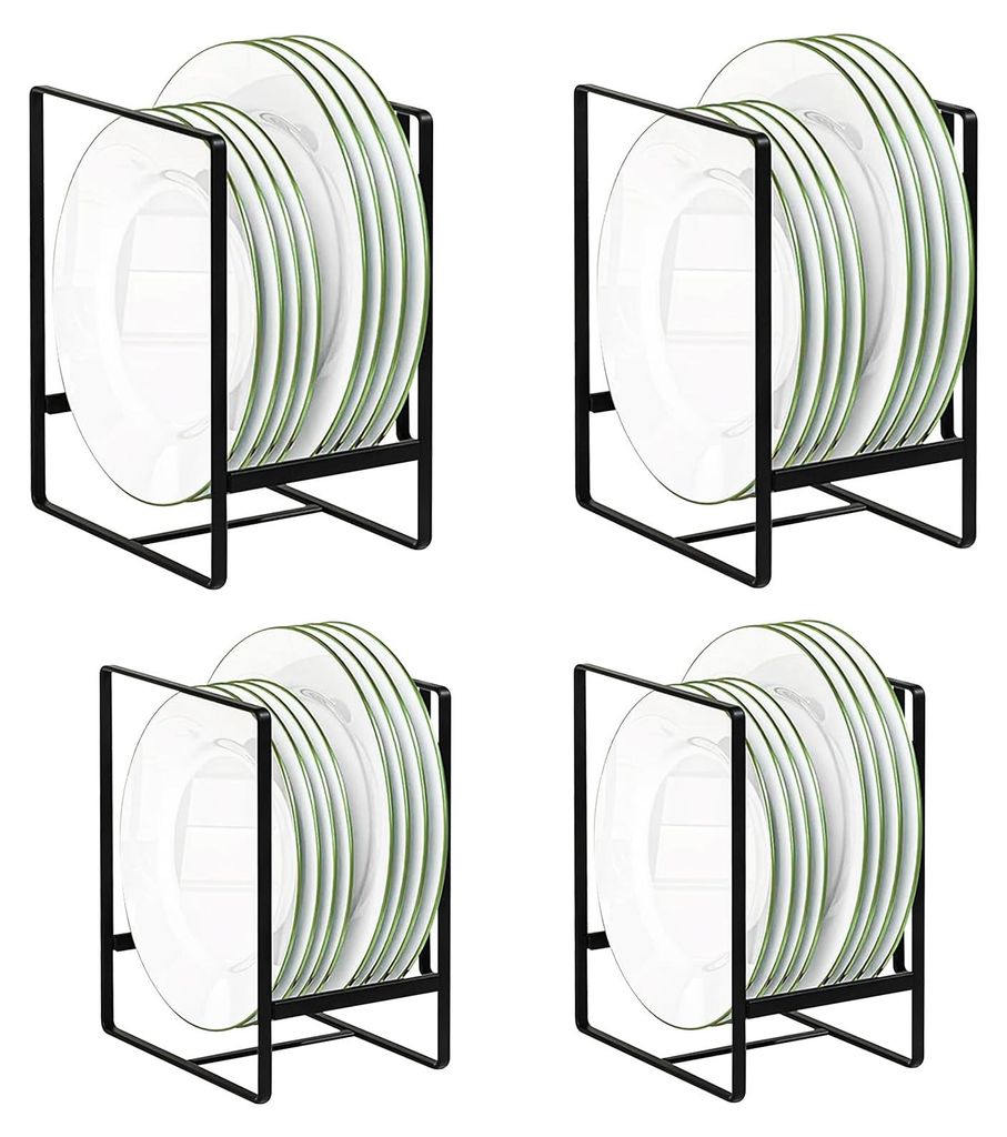 Vertikales Abtropfgestell 4er-Set, schwarz, für Teller & Schüsseln
