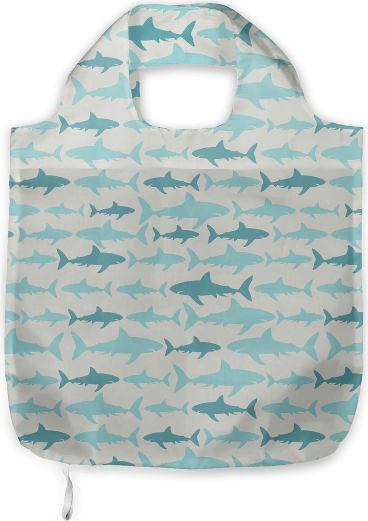 ABAKUHAUS Meerestiere Tragetasche aus Stoff, Schwimmen Haie im Meer, Praktische Altagsmode Einkaufstaschen, Teal Turquoise Beige