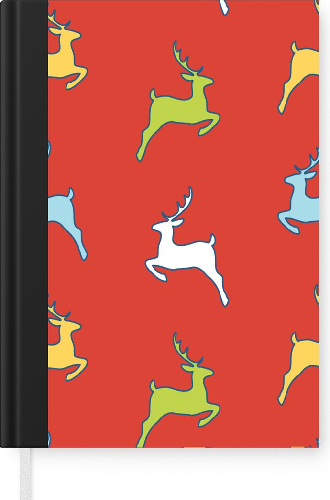 MuchoWow Notizbuch Tagebuch Haushaltsbuch Notebook A5 Muster - Rotwild - Rot - Notizblock - Notizheft - Notebook - Schreibblock - Papier