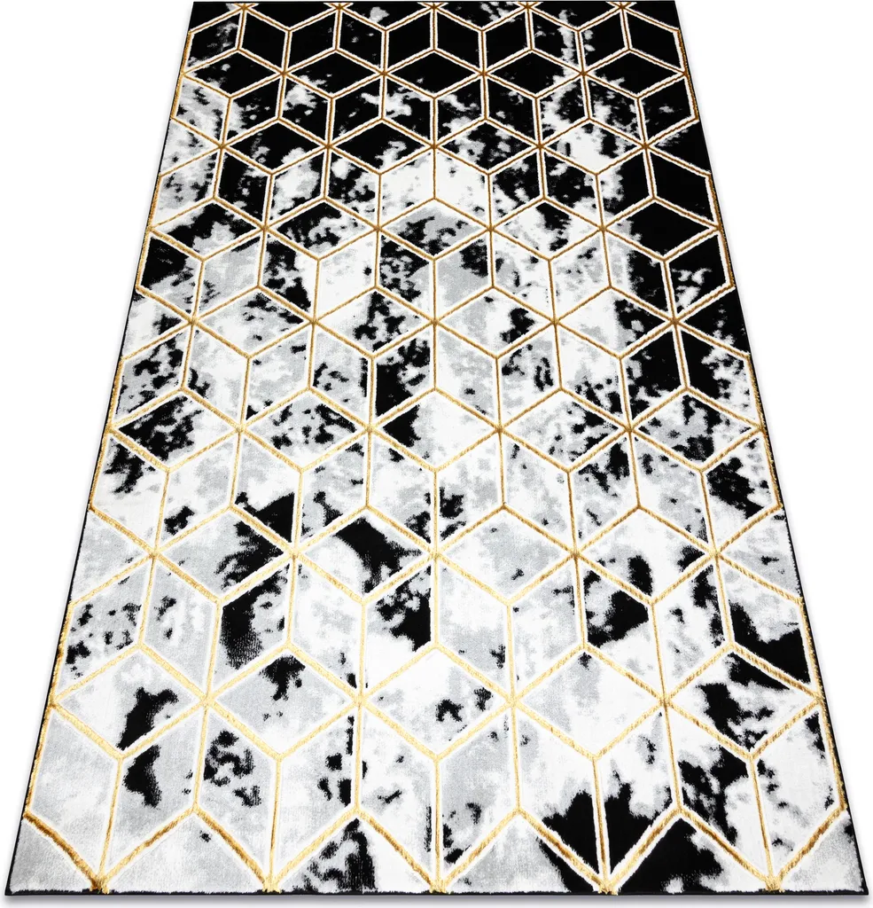 Tapis de Salon Design 3D Noir et Or - Décoration Intérieure Luxe 80x150