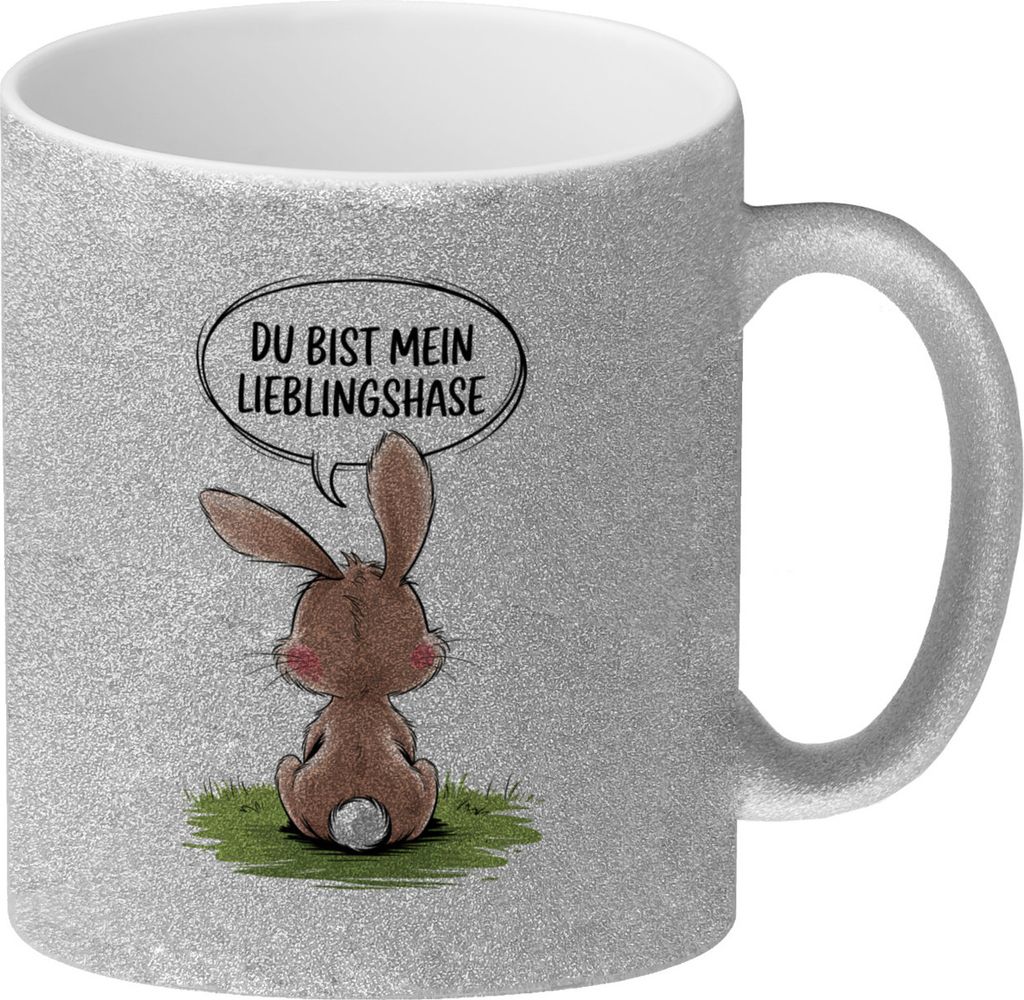 Du bist mein Lieblingshase Glitzer-Kaffeebecher