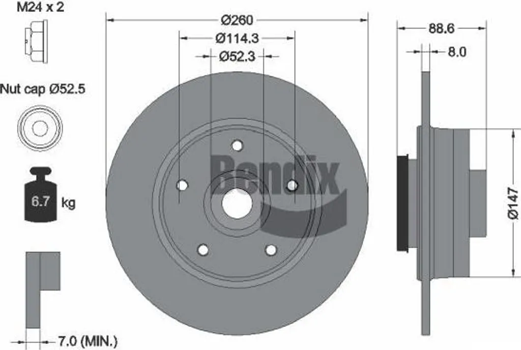 Disque de frein BENDIX BDS1413 OE 432000185R pour Renault Megane