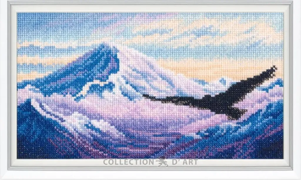Kit per ricamo a punto croce RTO "Höhenrausch", schema di conteggio, 22x12,5 cm