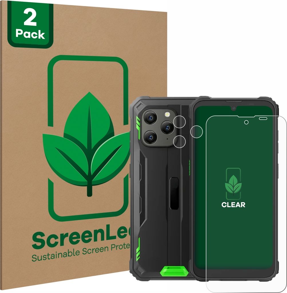 2x ScreenLeaf Schutzfolie für Blackview BV5300 Plus (Display+Kamera) nachhaltiger Displayschutz Display Schutz Folie Klar Transparent