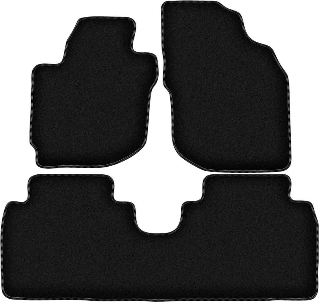 Wielganizator Velours-Autoteppiche – passend für Mazda MPV II LW (Minivan, Bj. 1999-2006) – schwarz, passgenau, mit Befestigungen set 3 Stk.