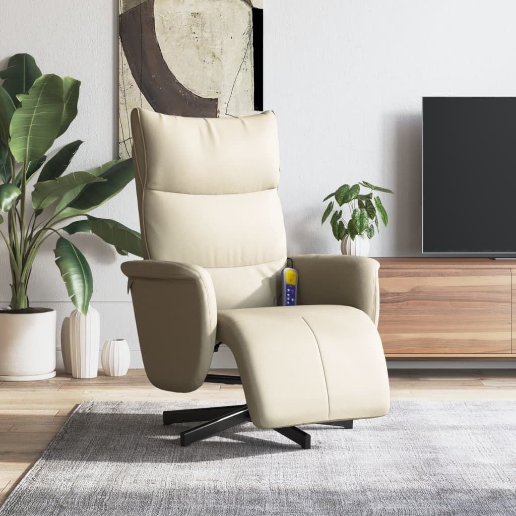 "Im Angebot" Massagesessel - Relaxsessel - 1 pc - mit Fußteil Creme Kunstleder - Fernseh- & Relaxsessel C340