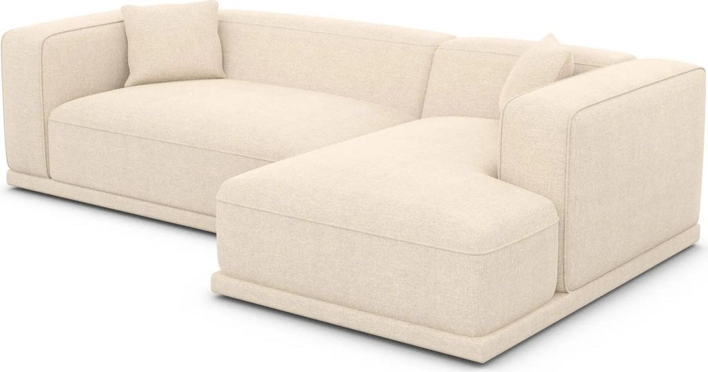 Strukturstoff L-Form Sofa Diora Creme Rechts