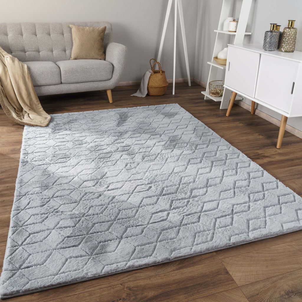 Teppich Bubble Wohnzimmer Schlafzimmer Hochflor Fell Geometrisches Design 3D Grösse 80x150 cm