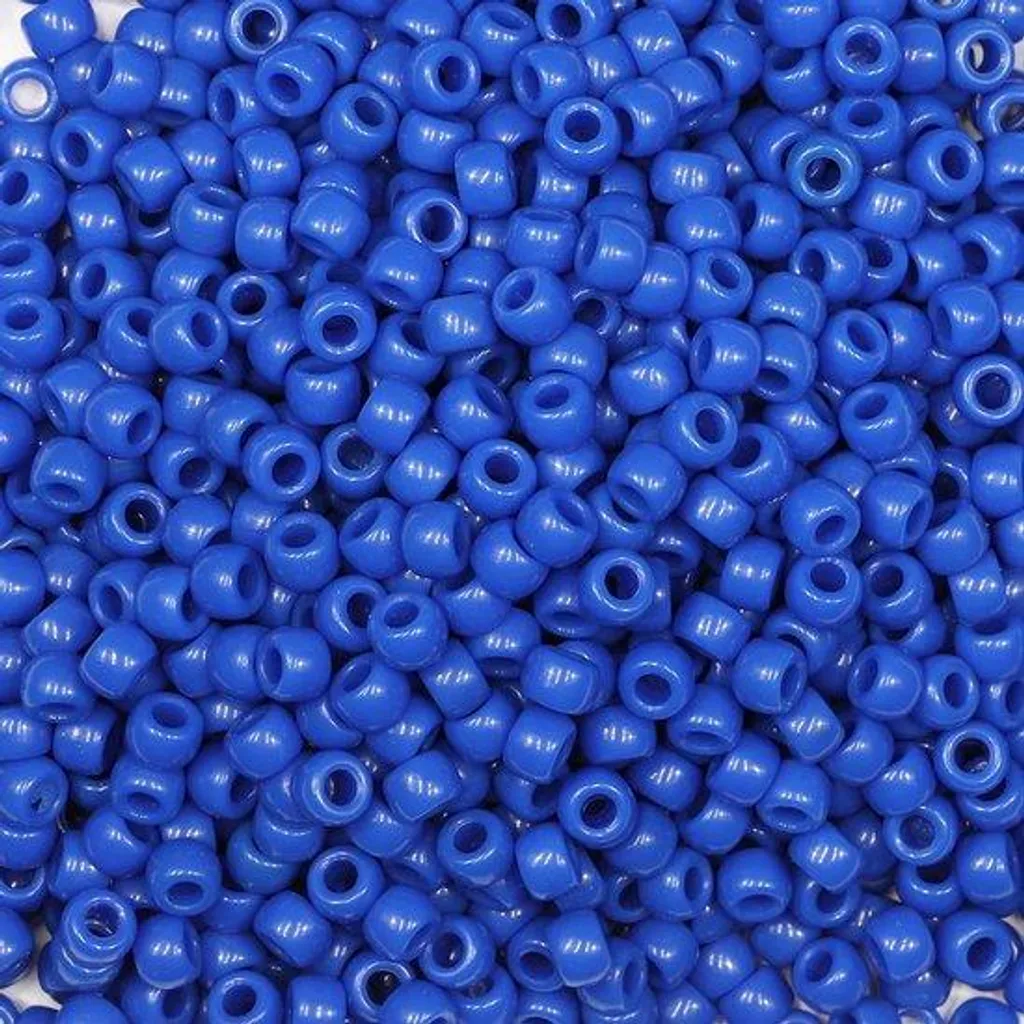 Grand lot de perles poney 6x9mm bleu foncé, plastique robuste, 1000 perles