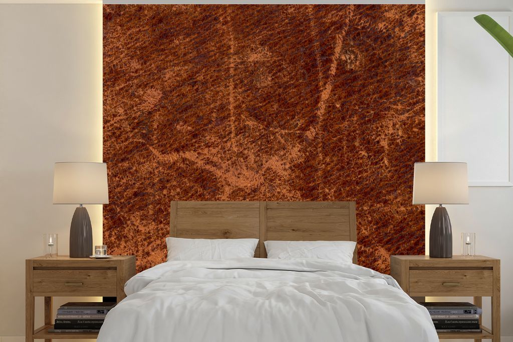 MuchoWow Fototapete für Wohnzimmer oder Schlafzimmer Wandtapete Vinyl Motivtapete Eine alte Ledertextur - 220x220 cm - Tapeten