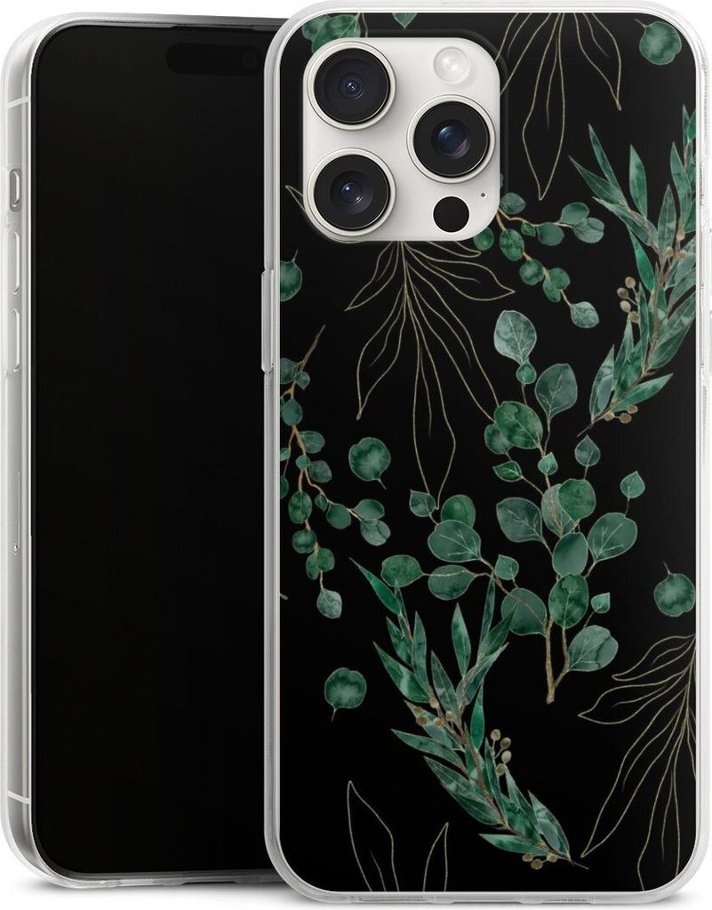 DeinDesign Handyhülle für Apple iPhone 15 Pro Max Silikon Hülle Case Smartphone Schutzhülle Blätter Natur Eukalyptus