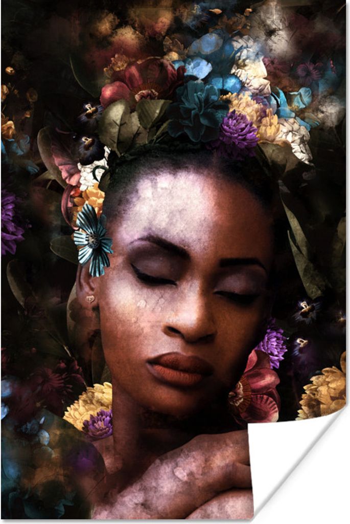 MuchoWow Poster Frau - Farbe - Flora 80x120 cm - Papierdruck