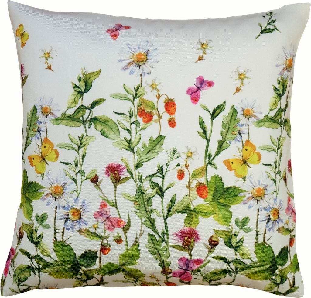 Kissenhülle 40 x 40 cm mit Blumen und Schmetterlinge 40 x Produktbild 