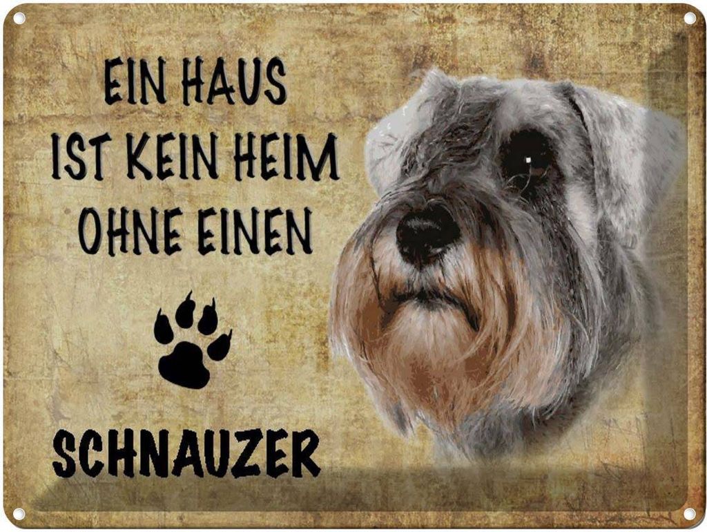 vianmo Blechschild 30x40 cm Schnauzer Hund ohne kein Heim