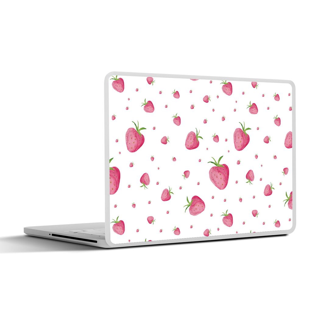 MuchoWow Laptop Aufkleber Sticker Cover Erdbeere - Obst - Weiß 30x22 cm - Laptop-Sticker
