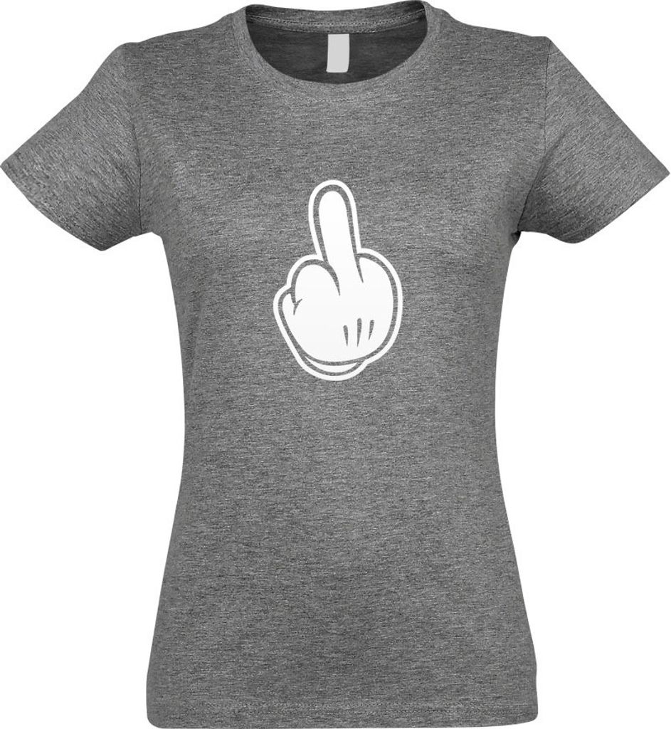 Kiwistar - T-Shirt tailliert - Damen - Graumeliert - Mittelfinger - Fuck Fick Dich! - mit Motiv Bedruckt - Funshirt Design - Sport - Freizeit - Dam...