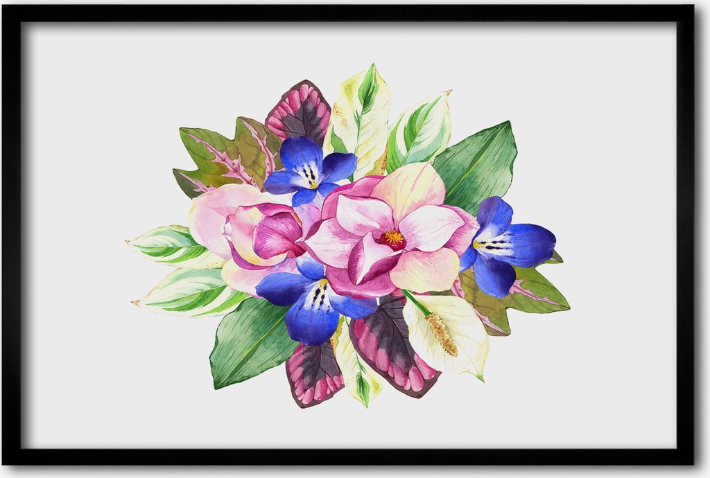 Bild 60x40 MDF-Rahmen, Wandkunst Blumenstrauß