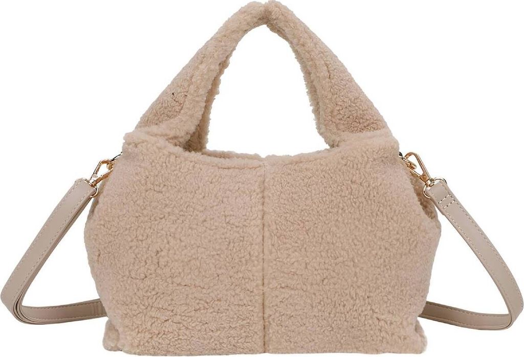 Gallantry, Handtasche für Damen mit abnehmbarem Fellschultergurt, Taupe