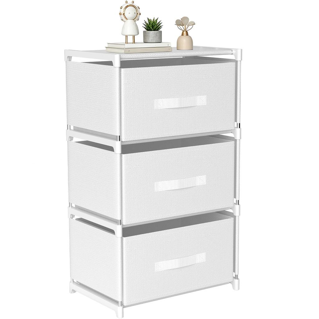 Verdego Kommode mit 3 Stoffschubladen, 40x26x67cm Produktbild 