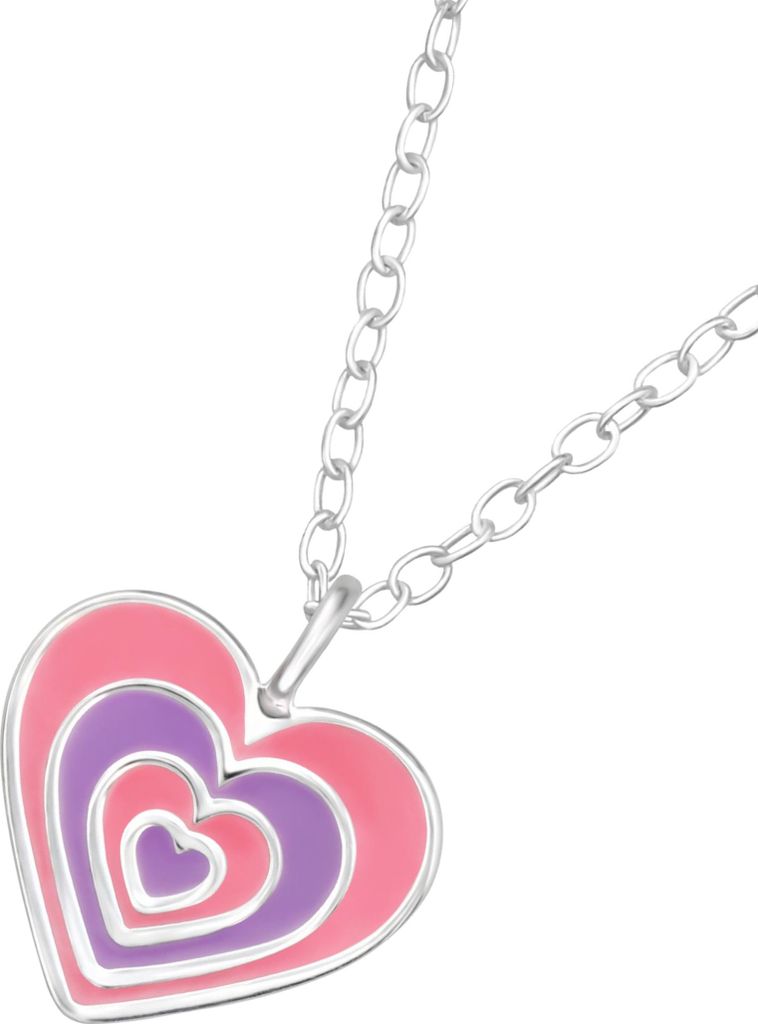 Kinder-Halskette Herzen aus Sterling Silber mit Epoxidharz Bunt Unisize Maxte